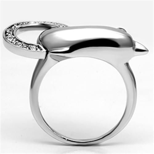 3W032 - Rhodium Brass Ring with Top Grade Crystal in Clear