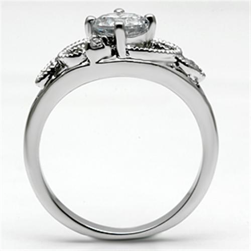 3W034 - Rhodium Brass Ring with AAA Grade CZ in Clear