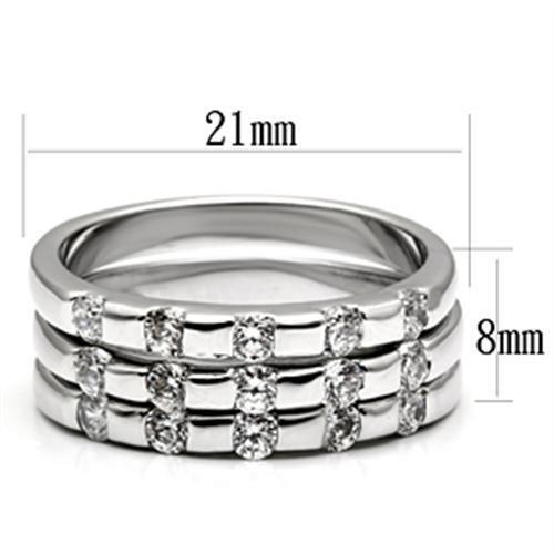 3W038 - Rhodium Brass Ring with AAA Grade CZ in Clear