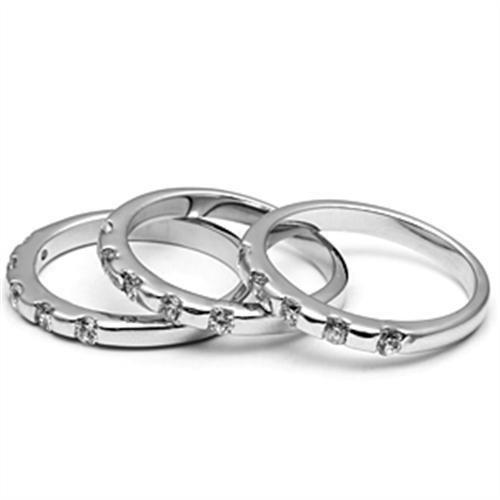 3W038 - Rhodium Brass Ring with AAA Grade CZ in Clear