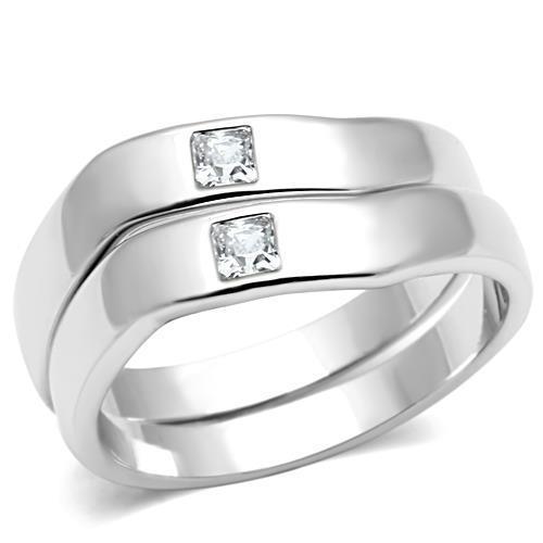 3W039 - Rhodium Brass Ring with AAA Grade CZ in Clear