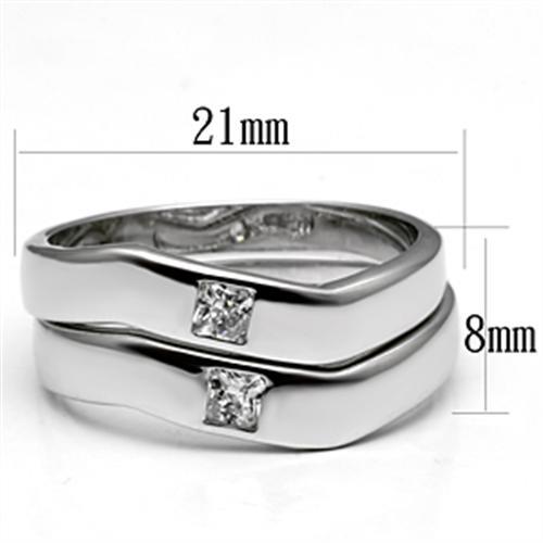 3W039 - Rhodium Brass Ring with AAA Grade CZ in Clear