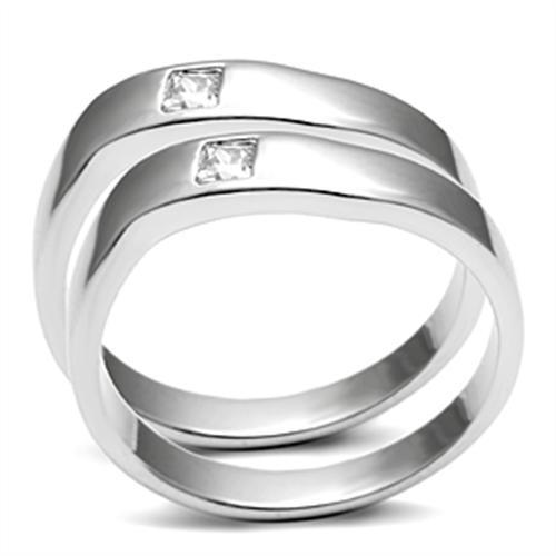 3W039 - Rhodium Brass Ring with AAA Grade CZ in Clear