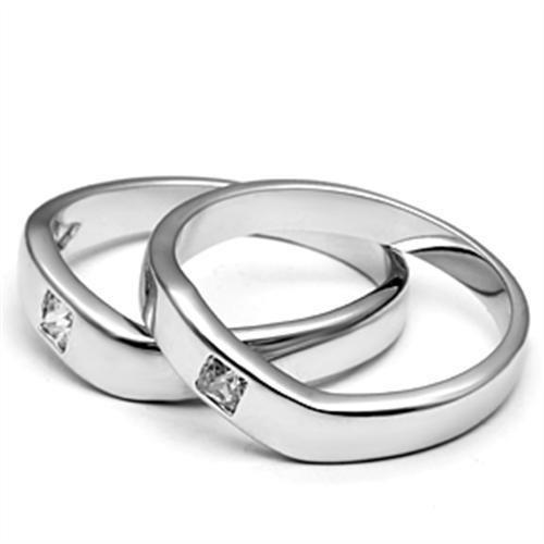 3W039 - Rhodium Brass Ring with AAA Grade CZ in Clear