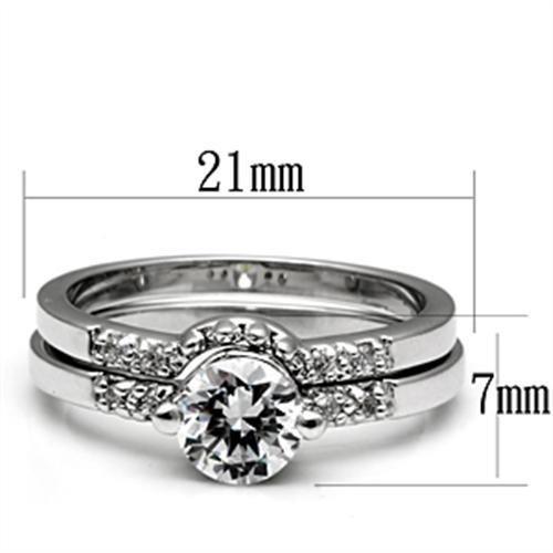 3W044 - Rhodium Brass Ring with AAA Grade CZ in Clear