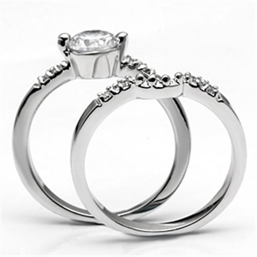 3W044 - Rhodium Brass Ring with AAA Grade CZ in Clear