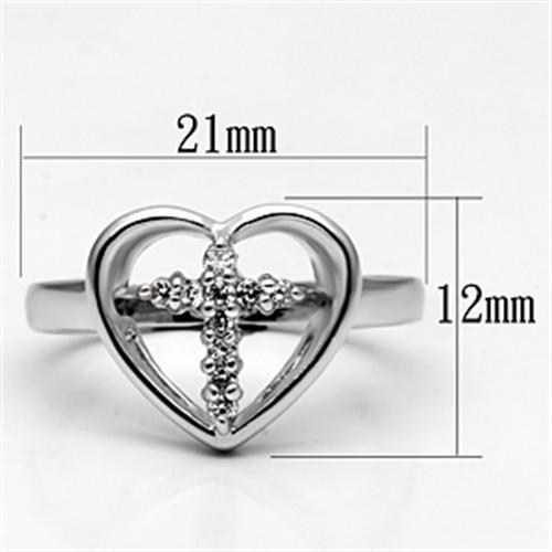 3W046 - Rhodium Brass Ring with AAA Grade CZ in Clear