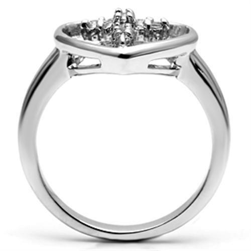 3W046 - Rhodium Brass Ring with AAA Grade CZ in Clear