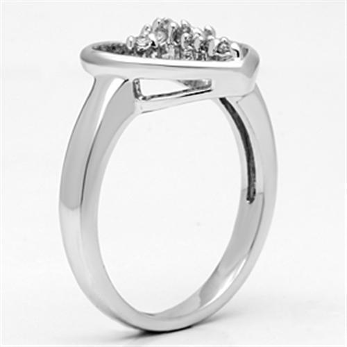 3W046 - Rhodium Brass Ring with AAA Grade CZ in Clear