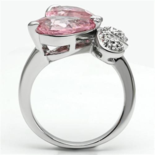 3W051 - Rhodium Brass Ring with AAA Grade CZ in Rose