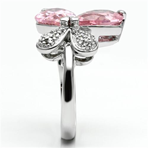 3W051 - Rhodium Brass Ring with AAA Grade CZ in Rose