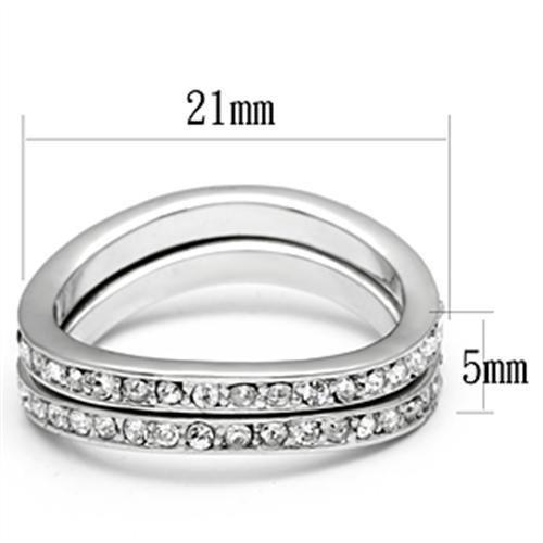3W053 - Rhodium Brass Ring with Top Grade Crystal in Clear