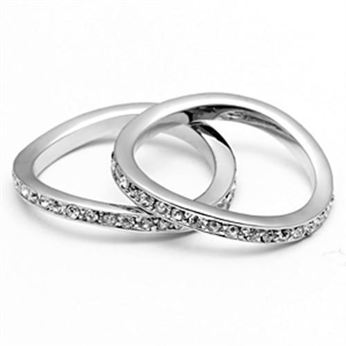 3W053 - Rhodium Brass Ring with Top Grade Crystal in Clear