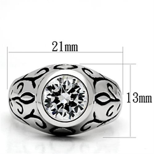 3W057 - Rhodium Brass Ring with AAA Grade CZ in Clear