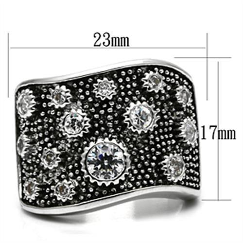 3W059 - Rhodium Brass Ring with AAA Grade CZ in Clear