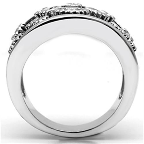 3W059 - Rhodium Brass Ring with AAA Grade CZ in Clear