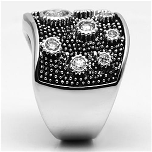 3W059 - Rhodium Brass Ring with AAA Grade CZ in Clear