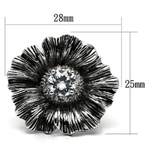 3W060 - Rhodium Brass Ring with AAA Grade CZ in Clear