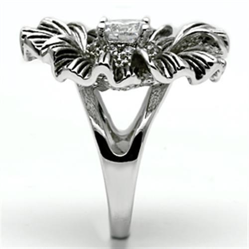 3W060 - Rhodium Brass Ring with AAA Grade CZ in Clear