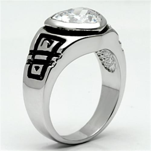 3W062 - Rhodium Brass Ring with AAA Grade CZ in Clear