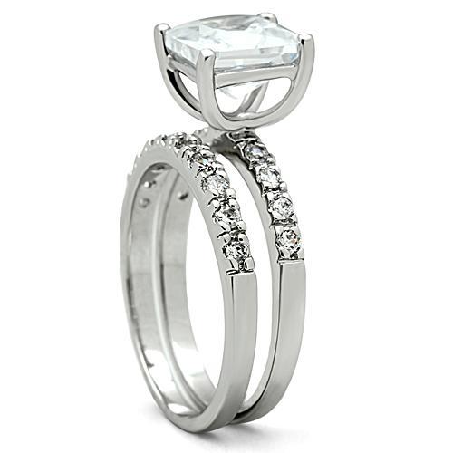 3W102 - Rhodium Brass Ring with AAA Grade CZ in Clear