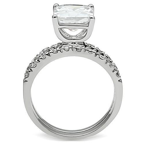 3W102 - Rhodium Brass Ring with AAA Grade CZ in Clear