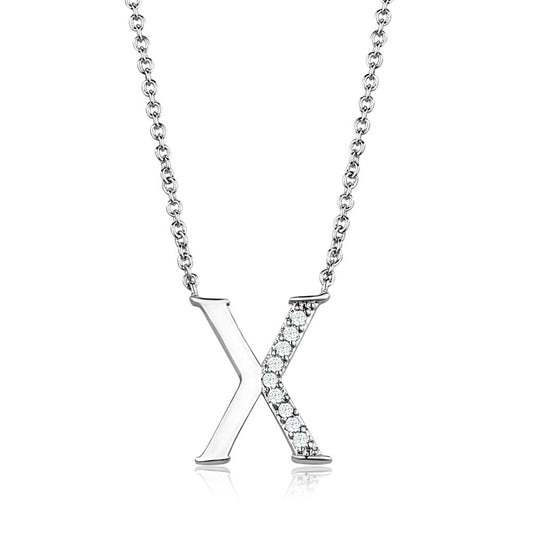 3W1030 - Rhodium Brass Chain Pendant with AAA Grade CZ in Clear