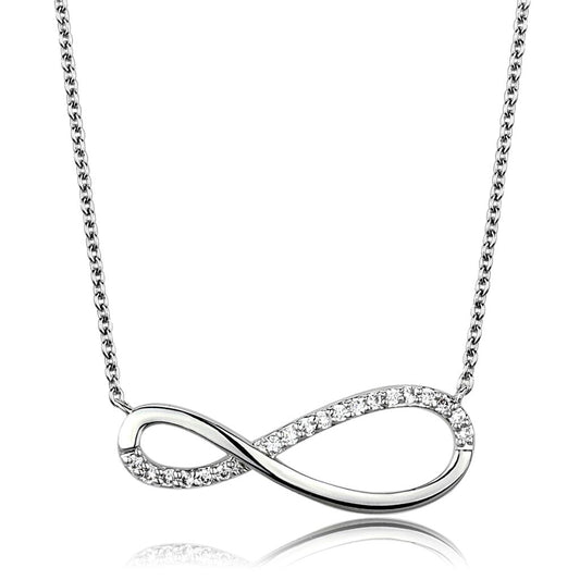 3W1033 - Rhodium Brass Chain Pendant with AAA Grade CZ in Clear