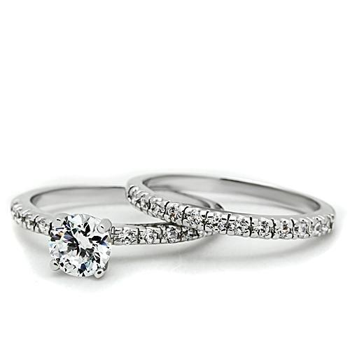 3W105 - Rhodium Brass Ring with AAA Grade CZ in Clear