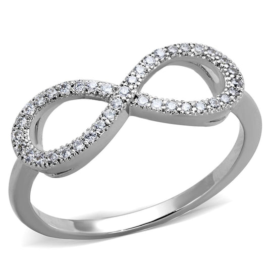 3W1068 - Rhodium Brass Ring with AAA Grade CZ in Clear