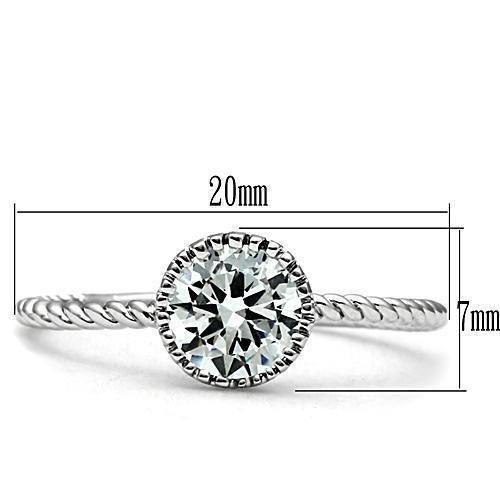 3W108 - Rhodium Brass Ring with AAA Grade CZ in Clear