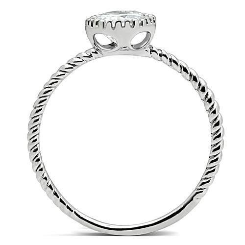 3W108 - Rhodium Brass Ring with AAA Grade CZ in Clear