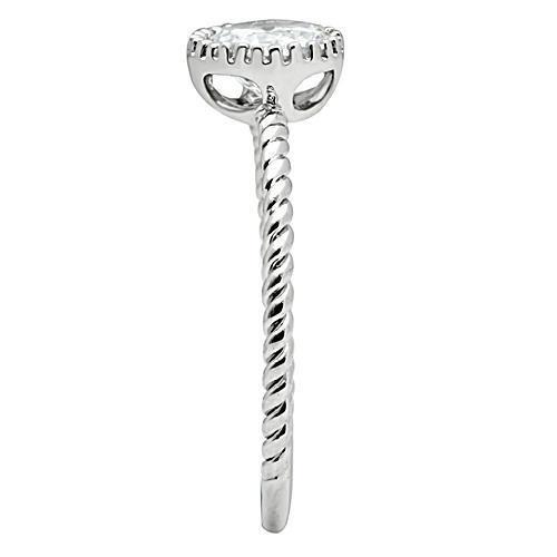 3W108 - Rhodium Brass Ring with AAA Grade CZ in Clear