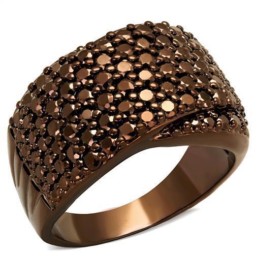 3W1097 - IP Coffee light Brass Ring with AAA Grade CZ in Light Coffee