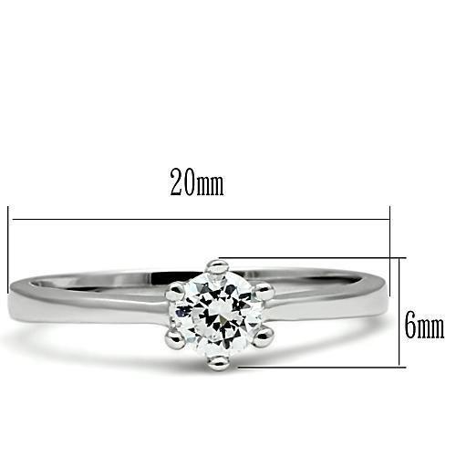 3W109 - Rhodium Brass Ring with AAA Grade CZ in Clear