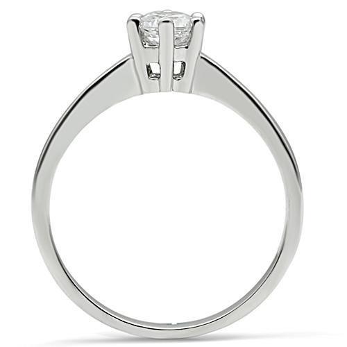 3W109 - Rhodium Brass Ring with AAA Grade CZ in Clear