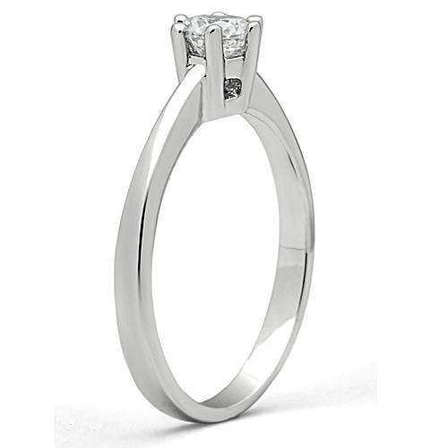 3W109 - Rhodium Brass Ring with AAA Grade CZ in Clear