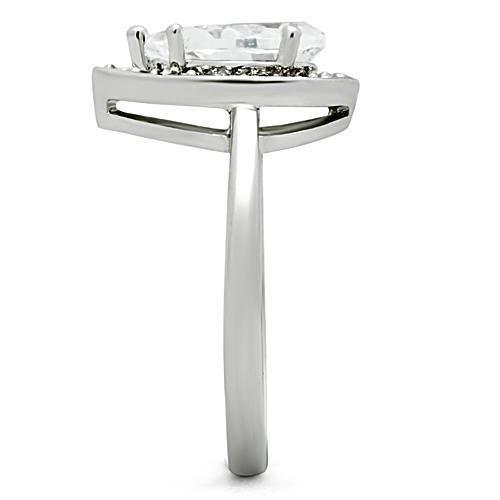 3W111 - Rhodium Brass Ring with AAA Grade CZ in Clear