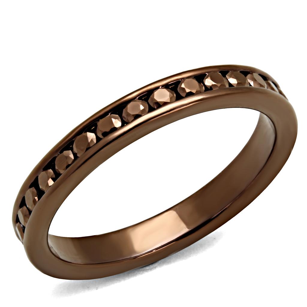 3W1137 - IP Coffee light Brass Ring with AAA Grade CZ in Brown