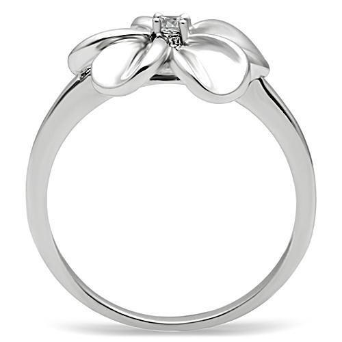 3W113 - Rhodium Brass Ring with AAA Grade CZ in Clear