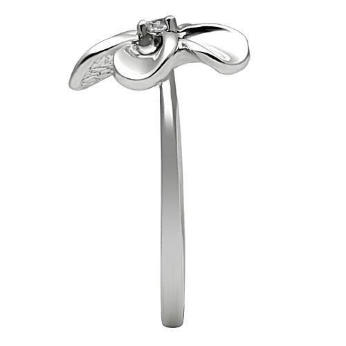 3W113 - Rhodium Brass Ring with AAA Grade CZ in Clear