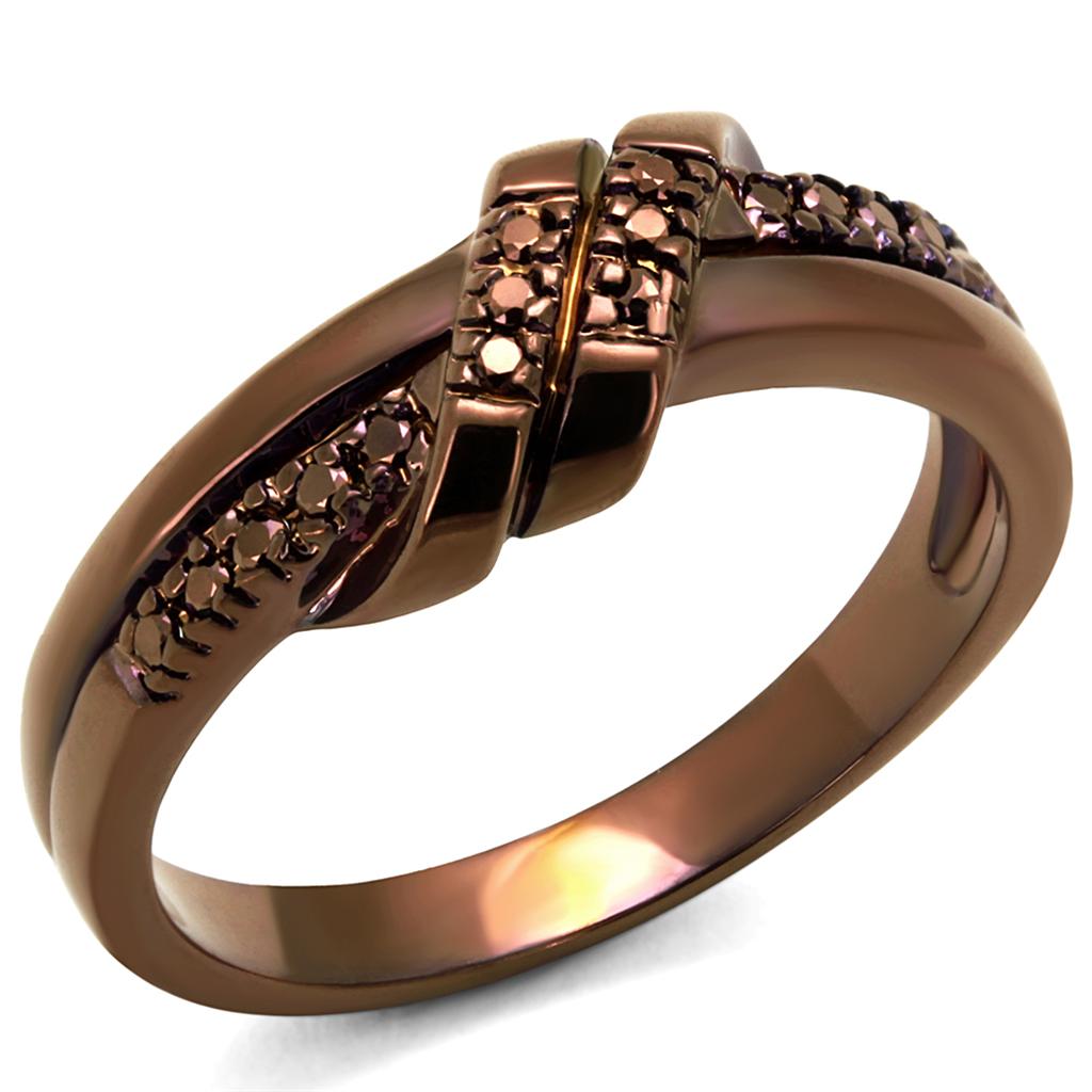 3W1146 - IP Coffee light Brass Ring with AAA Grade CZ in Light Coffee