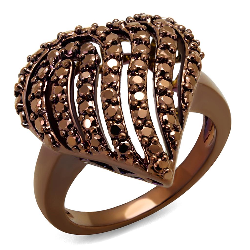 3W1149 - IP Coffee light Brass Ring with AAA Grade CZ in Light Coffee