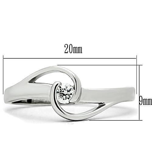 3W114 - Rhodium Brass Ring with AAA Grade CZ in Clear