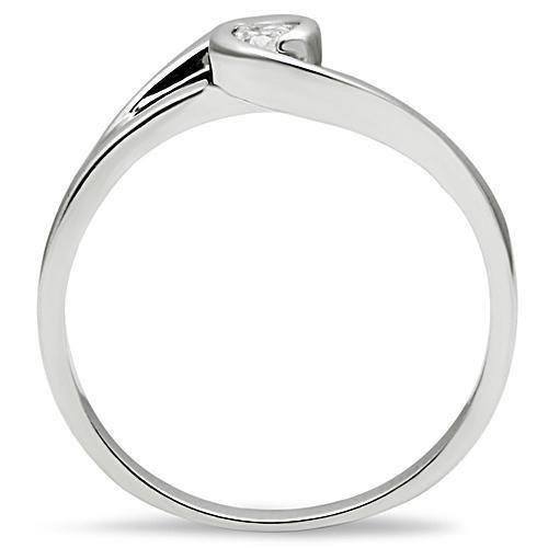 3W114 - Rhodium Brass Ring with AAA Grade CZ in Clear