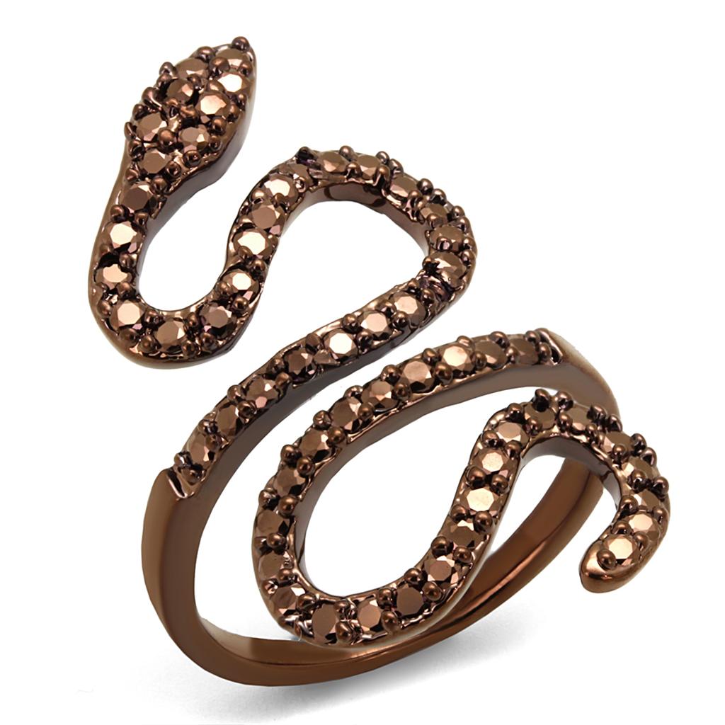 3W1150 - IP Coffee light Brass Ring with AAA Grade CZ in Light Coffee