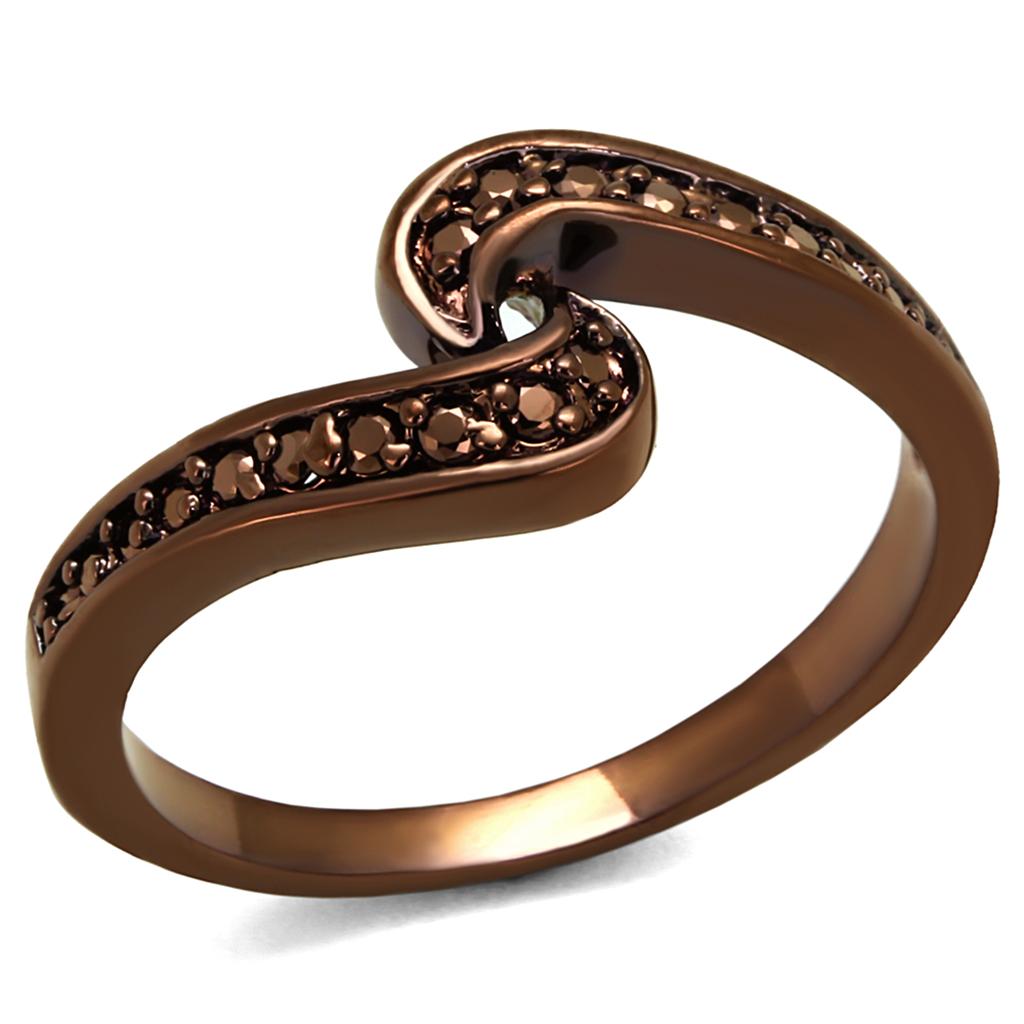 3W1151 - IP Coffee light Brass Ring with AAA Grade CZ in Light Coffee