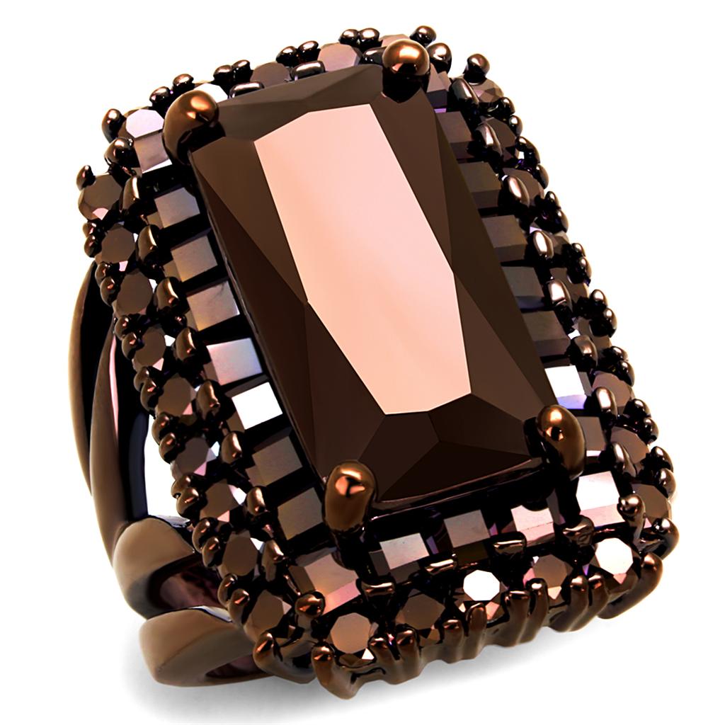3W1152 - IP Coffee light Brass Ring with AAA Grade CZ in Light Coffee
