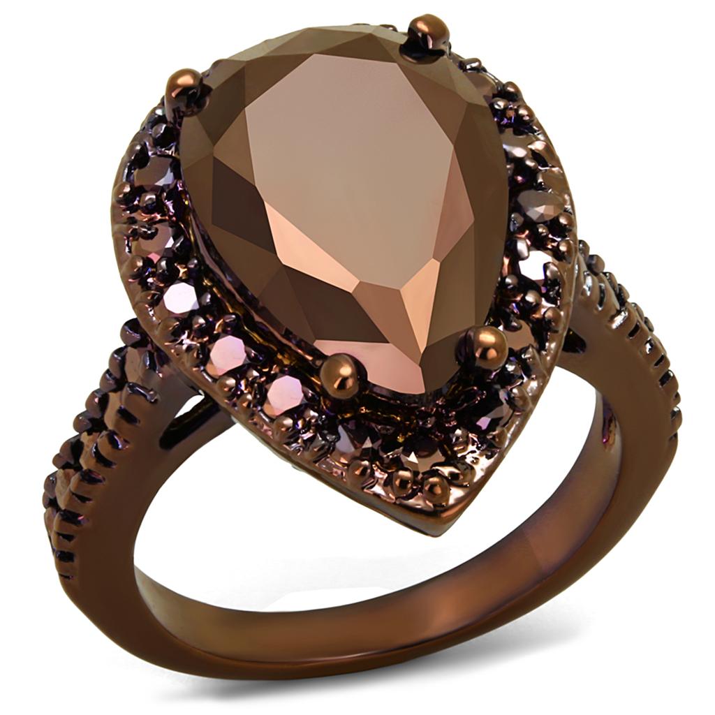 3W1153 - IP Coffee light Brass Ring with AAA Grade CZ in Light Coffee