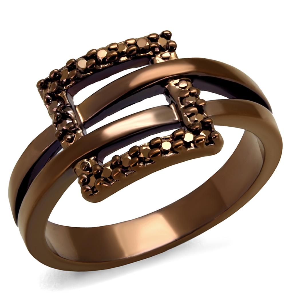 3W1156 - IP Coffee light Brass Ring with AAA Grade CZ in Light Coffee